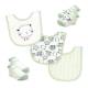 5 Piece Bib and Sock Set:  Sage sheep
Set includes: 3 Bibs & 2 pairs of socks