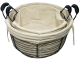 CBL748R2 -  Set of 2 Round wire basket with handles and canv