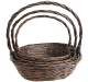 Set of 3 Oval willow basket with handle