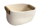 CBW455WH12 - Oval white cotton basket with pleather handles