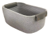 CBW456GR12 - Oval grey cotton basket with pleather handles