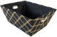 Large Rectangular black fabric basket with gold diamond pattern & matching fabric liner 16