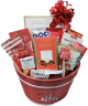 Wood Christmas bucket gourmet gift basket kit.  All you need to make 24 Gift Baskets.