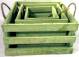 Set of 3 Green square crates with jute handles