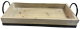 Largest piece in a Set of 2 Wood trays with iron base L: 20