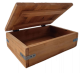 Small wood vintage look crate with hinged cover & iron brackets 13