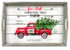 CBX784TRK - Rectangular rustic white wash tray with Christma