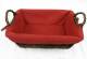 <p>Rectangular willow basket with handles and red fabric liner 12
