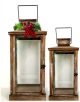 Set of 2 Vintage wood, glass and iron lanterns-3