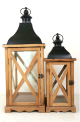 Et of 2 Vintage wood, glass and iron lanterns