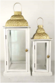 set of 2 Vintage wood, glass and iron lanterns-1