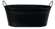 Oval Metal black container w/handles 15”x7”x5.25”H
