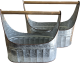 Set of 2 Galvanized metal containers with a wooden handle
