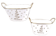 CTF708V2 / Set of 2 White  oval metal containers with Golden