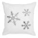 White faux fur cushion with silver glitter snowflakes 17