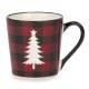 Ceramic Mug - Plaid with white tree 3.5
