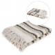 775093491683 - Green & Natural striped textured throw with f