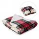 Red & black plaid throw faux fur back 52
