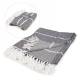 Grey throw with white stripes & fringe 54