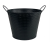 Black embossed metal bucket with ear handles 9.2"Dx7.2"H