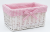 White willow basket with a matching pink & white fabric liner