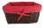 Rectangular willow basket with red fabric liner 15"x10"x7"H