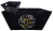 Rectangular Black fabric basket with handles, Peace, Joy, Love crest & matching liner 13"x10"x6"H