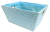 <p>Small Rectangular Blue with white Polka Dots basket with matching fabric liner 11"