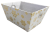 Rectangular Ivory fabric basket with gold snowflakes and matching fabric liner 13"x10"x6"H