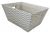 Rectangular Ivory fabric basket with chevron style pattern and matching fabric liner 13"x10"x6"H