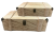 Set of 2 wooden box with metal brackets
S: 14"x8"x4"H
L: 18"x10"x4.8"H