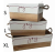 Set of 3 Rustic JOY multicolored crates with jute 
S: 12"x6"x6"H
L: 13.5"x7"x6"H
XL: 16"x8"x6"