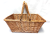 Rectangular full willow "shopping style" basket with folding handles 17"x13.5"x7"H