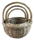 Set of 3 Grey willow round baskets with handles