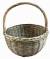 Largest piece in Set of 3 Grey willow round baskets with handle