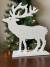 White wood Reindeer on a stand 10.2"x3"x11"H