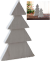 White wood 3 tier tree 10"
Shown in image: 10" and 14" Trees