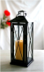 Black iron and glass lantern 6"x6"x15"H