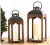 Set of 2 Vintage wood, glass and iron lanterns
Small:8"x8"x18"H,
Large:10.5"x10.5"x25"H
