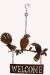 Metal birds welcome hanging decor 10.5"x16.5"H (min 2, 24/carton)
