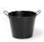 Black embossed metal bucket with ear handles 9.2"Dx7.2"H