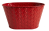 Oval Small red metal container in weave design 9"x6"x5"H