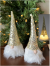 Set of 2 LED Gnome Santa with gold sequins hat 8" & 9"H
