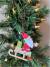 Wood Santa on a sled Ornament  3.2"x3.2"