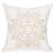 White cushion with an embroidered silver & gold snowflake 17"x17"