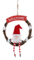 PAD540GNM - Woven decorated wreath with gnome & Welcome plaq