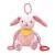 Bab & Tot Pink Bunny Activity plush - 8.5" high sitting 100% Polyester Includes: C-Hook for Hanging, Rattle, Crinkle Ears, and Teethers.