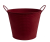 Red embossed metal bucket with ear handles 9.2"Dx7.2"H