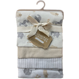 Necessities 4-Pack Flannel Receiving Blankets: Safari