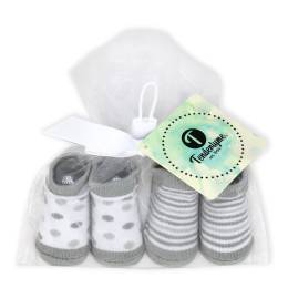 Tendertyme 2 Pair socks in a mesh bag - GREY  0-6 Months, 75% Cotton/23% Polyester/ 2% Spandex
